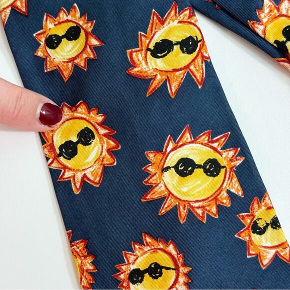 Save The Children Stephanie Age-7 Cool Summer Sun Silk Tie Blue Yellow Mens OS - Picture 7 of 7